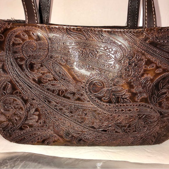 Madison Studio Brown Paisley Embossed Vegan Faux Leather Mini Bag - Picture 6 of 8
